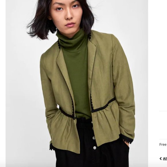 Zara Jackets & Blazers - NWT ZARA Olive Green Linen blazer Jacket